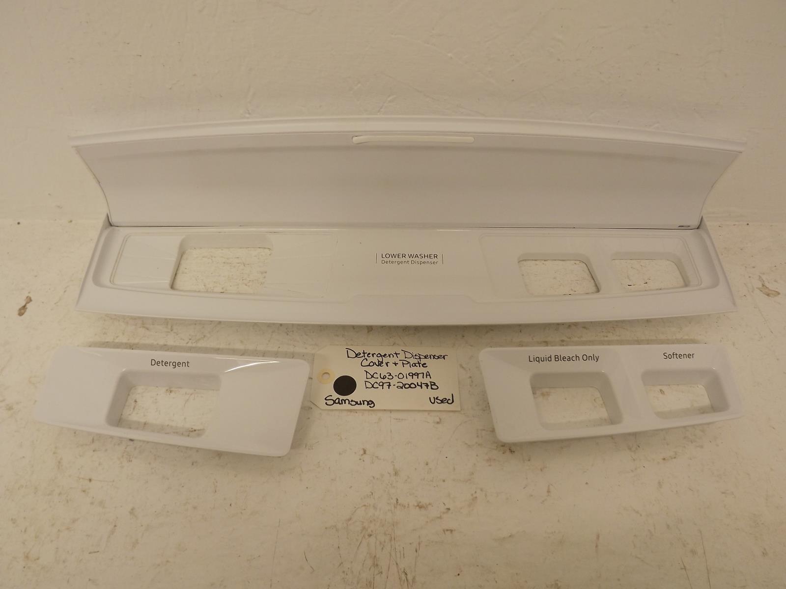 Samsung Washer DC63-01997A DC97-20047B Detergent Dispenser Cover & Plate Used Samsung Washer DC63-01997A DC97-20047B Detergent Dispenser Cover & Plate Used